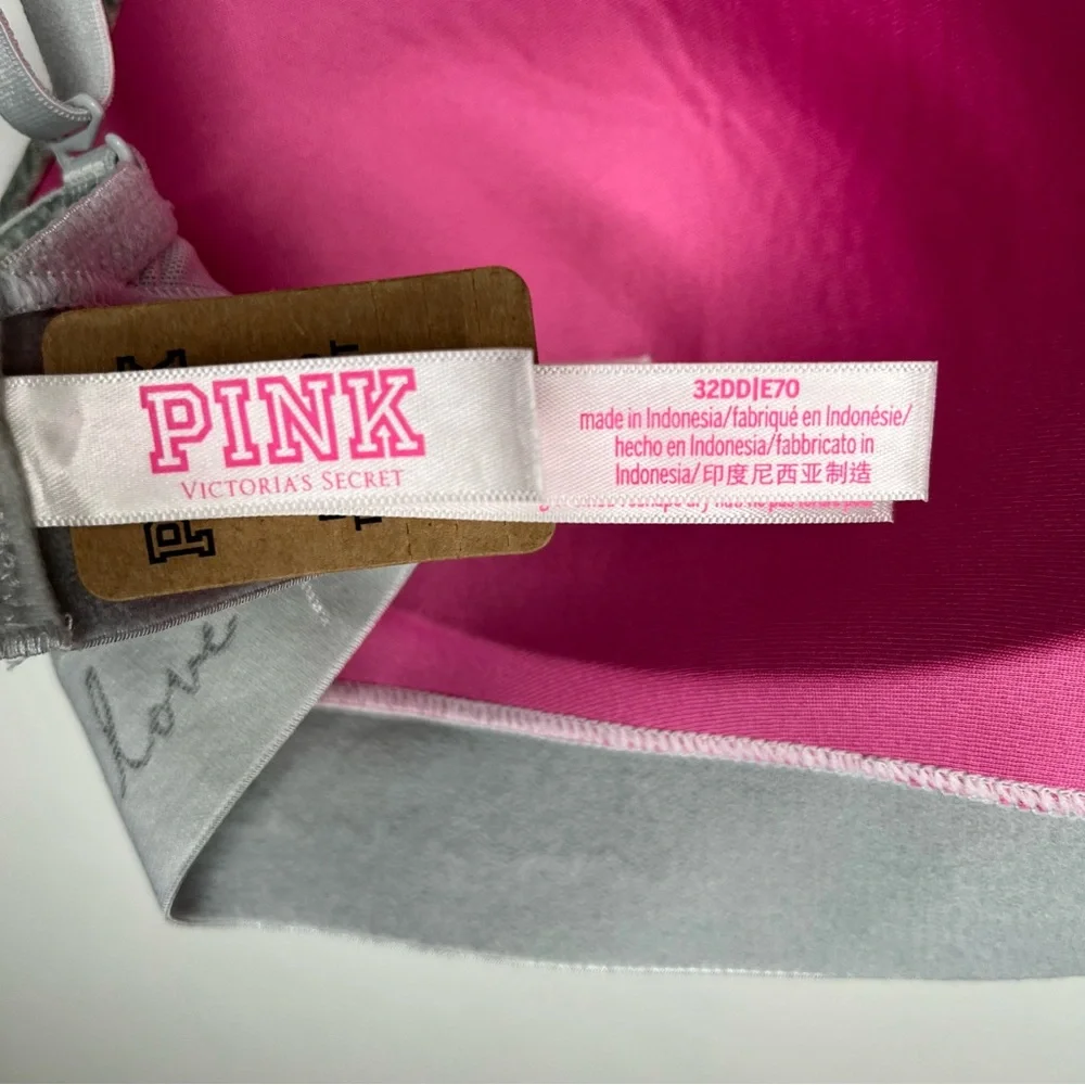 PINK Wear Everywhere Wireless Lightly Lined Bra Heather Grey Size 32DD (E) - Picture 8 of 10